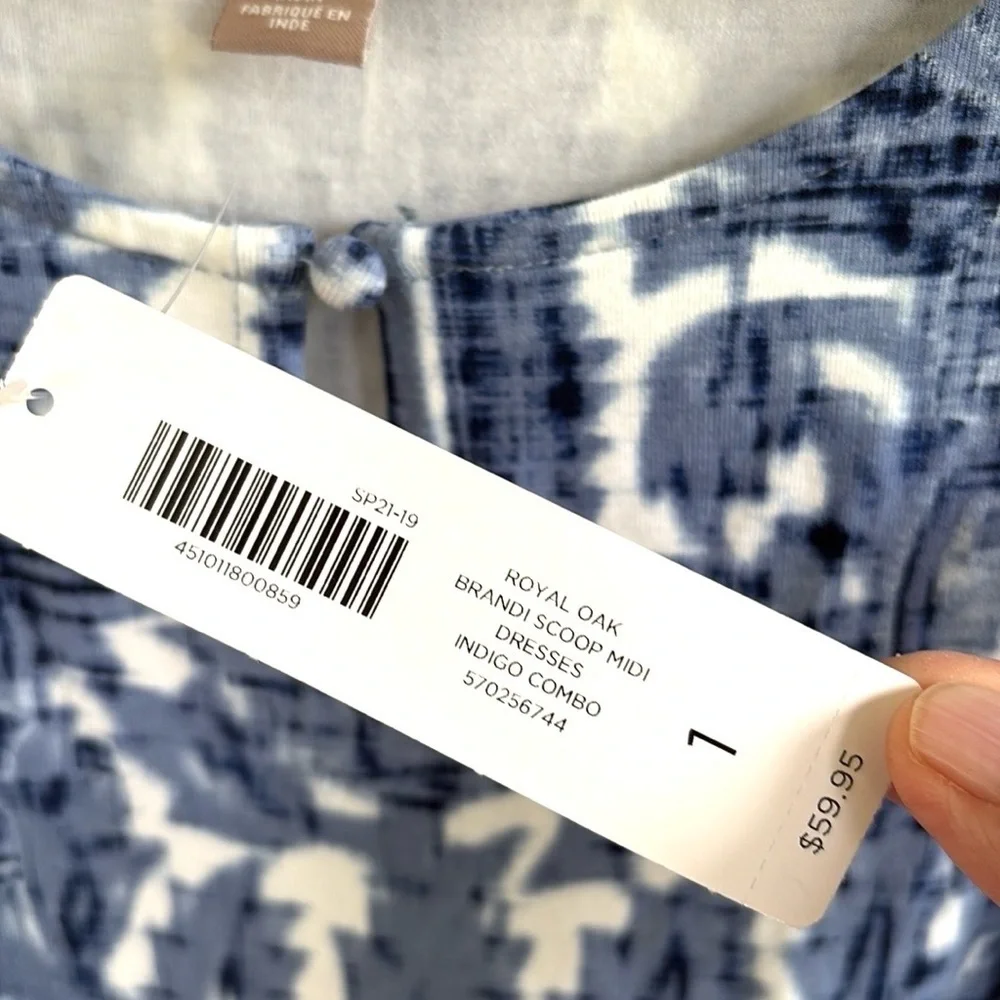 NWT Chico’s Brandi Midi Dress Royal Oak Blue White Size Medium